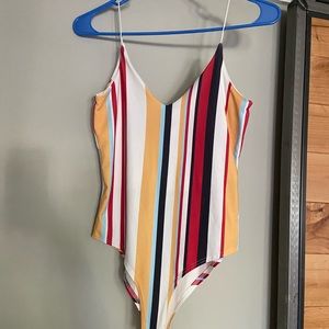 Colorful v neck bodysuit